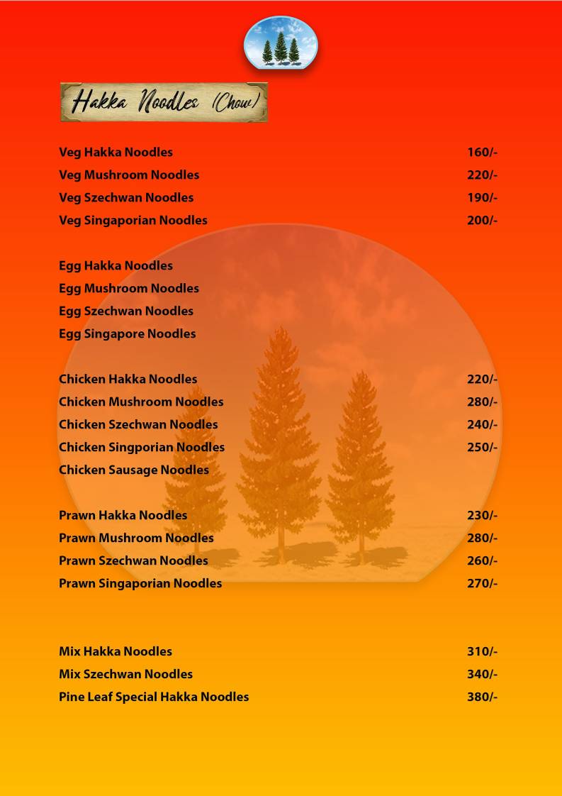 Pine leaf restaurant menu