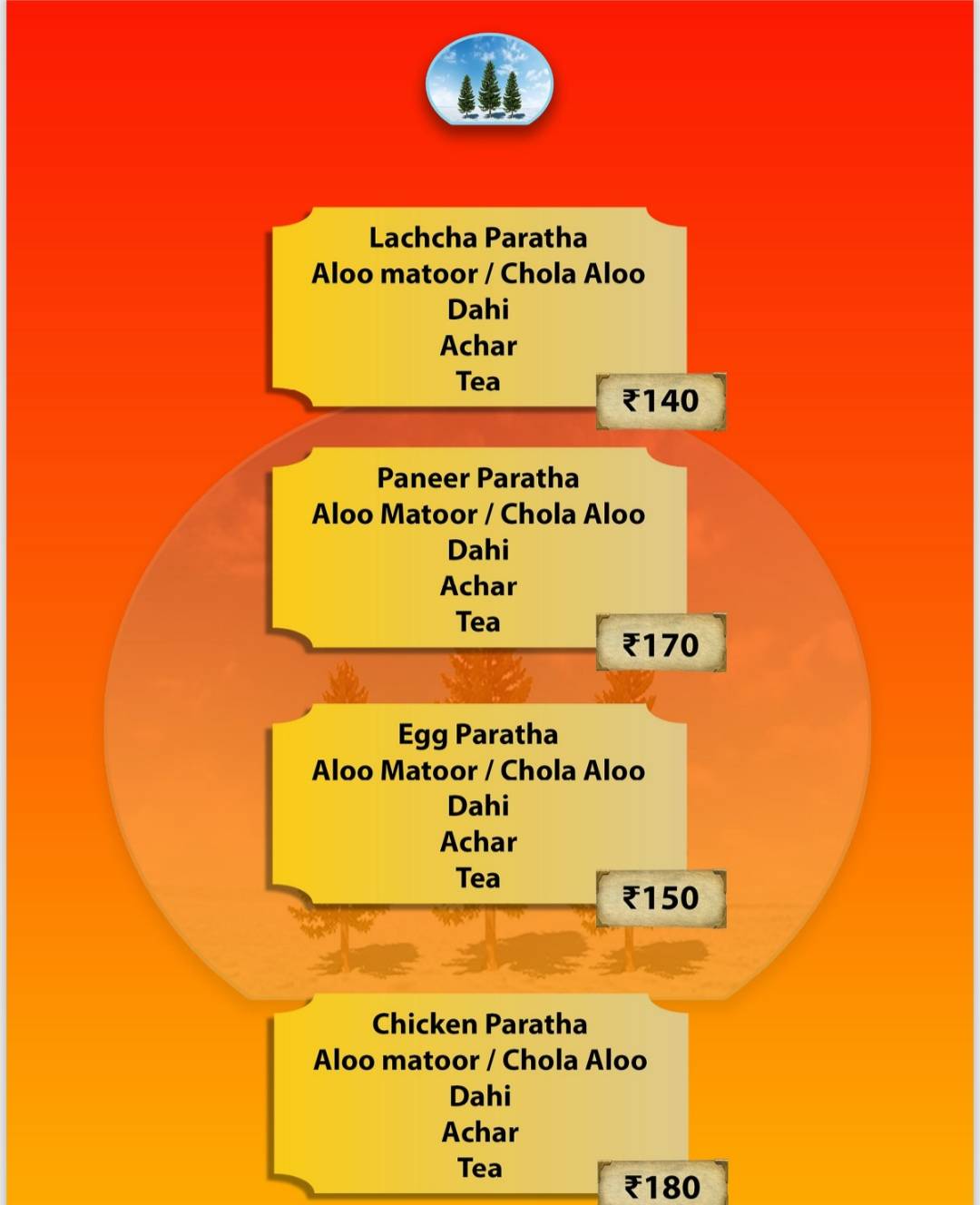 Pine leaf restaurant menu