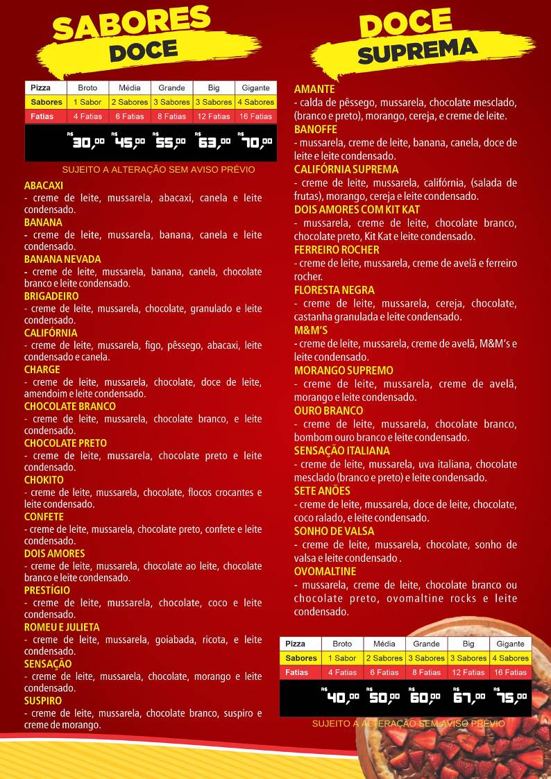Pizzaria Divino Sabor - Pinhais cardápio