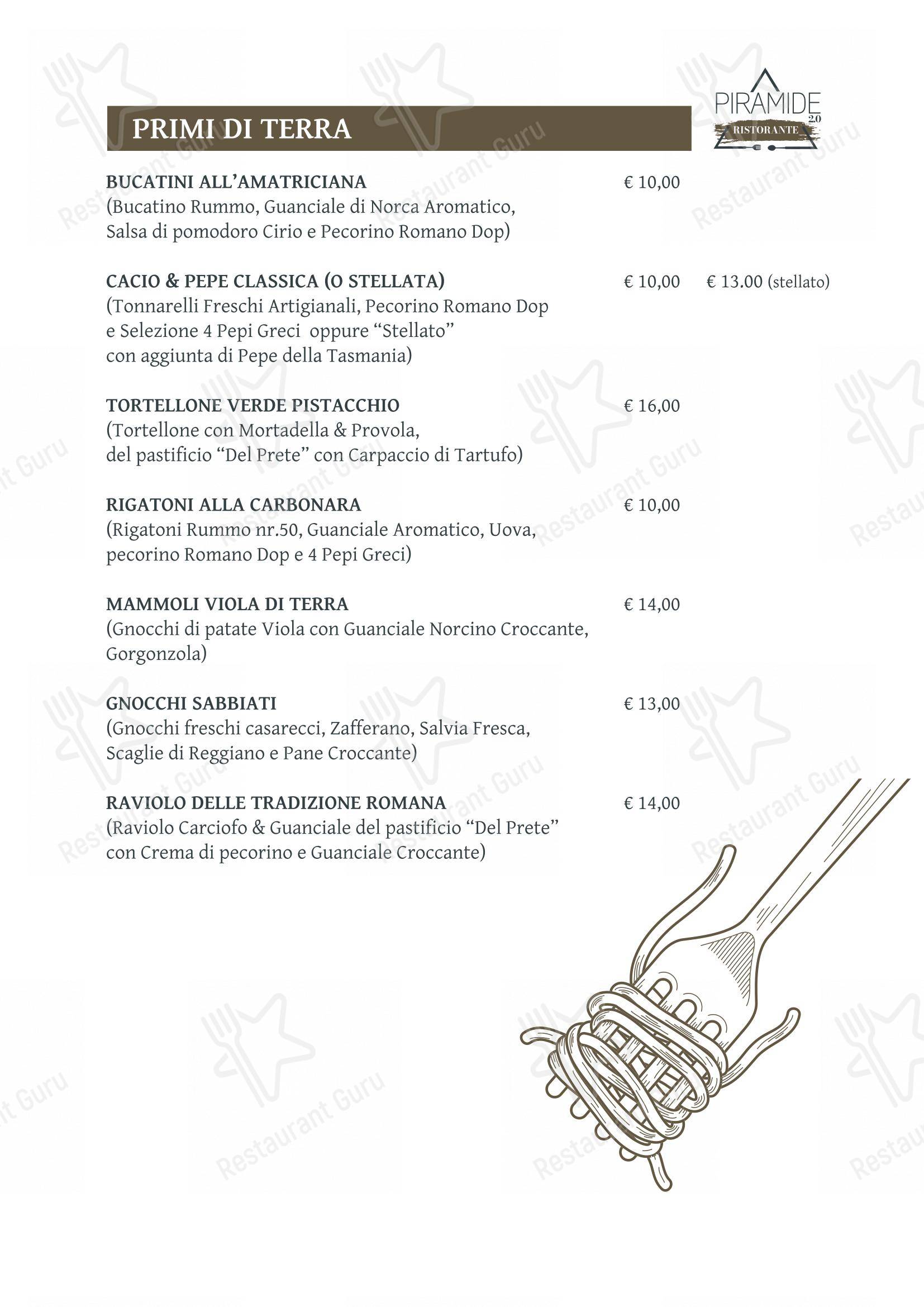 Menu pour Piramide 2.0 dans Guidonia Montecelio