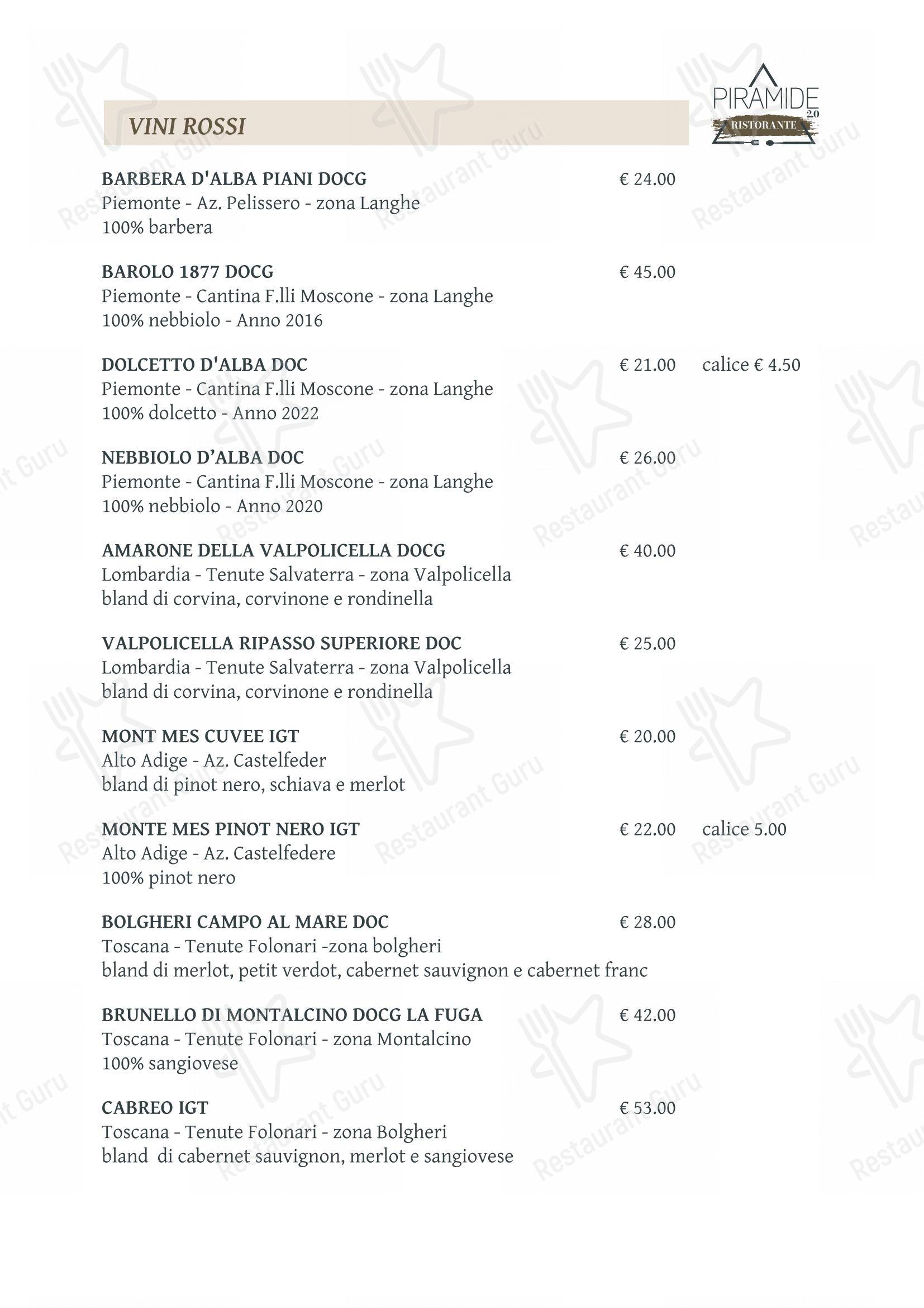 Menu pour Piramide 2.0 - Menu