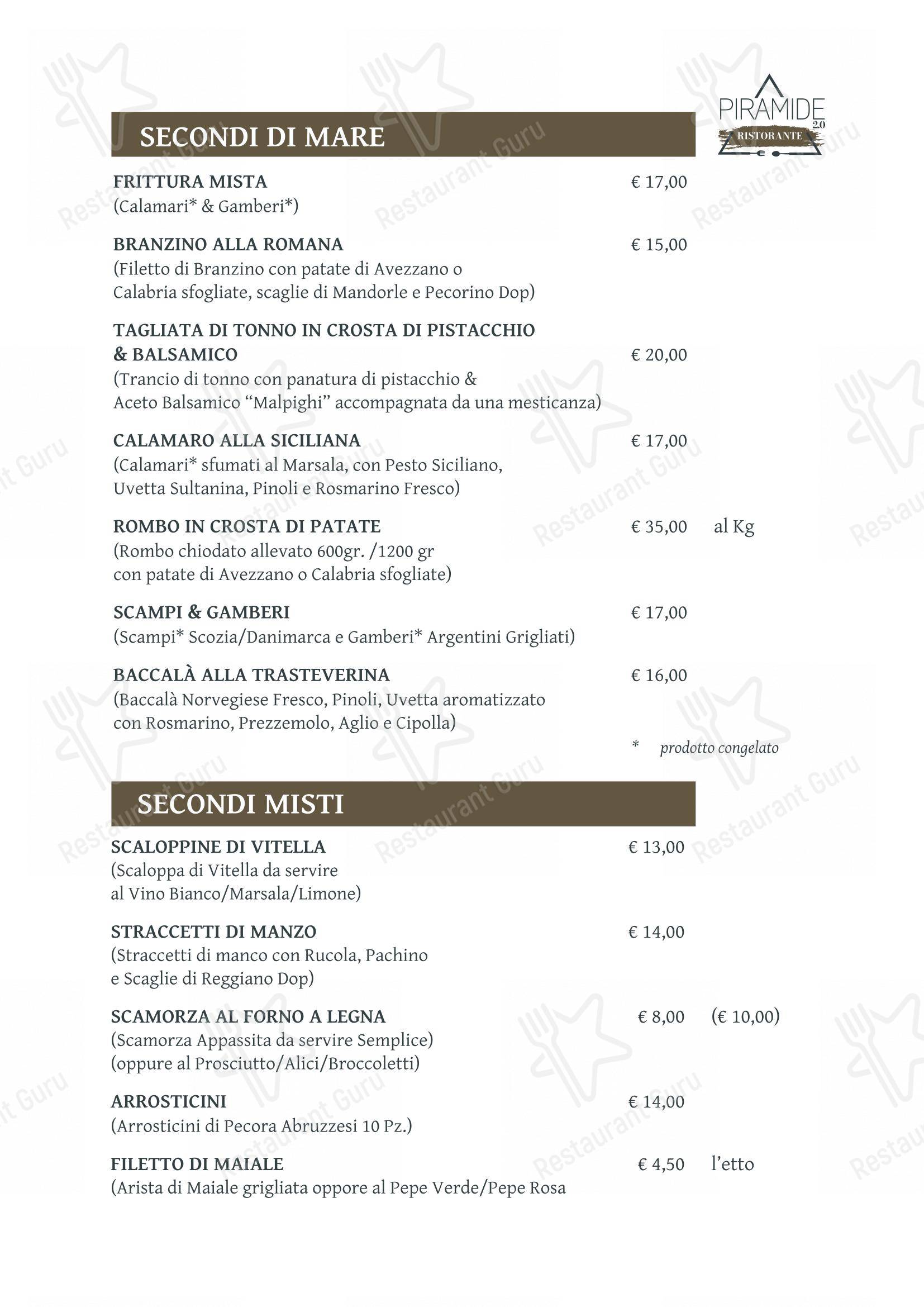 Menu pour Piramide 2.0 - Menu