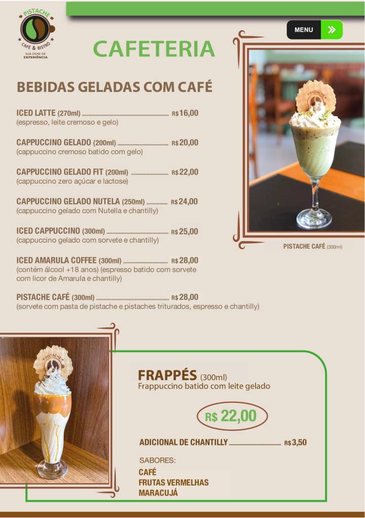Pistache Café cardápio