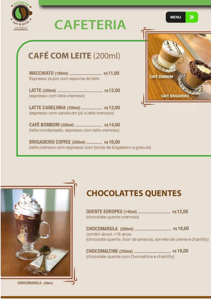 Pistache Café cardápio