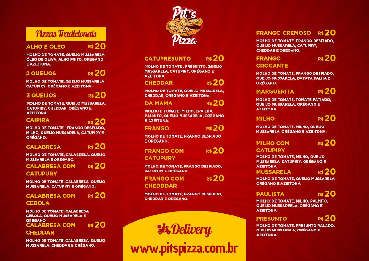Pits Pizza cardápio