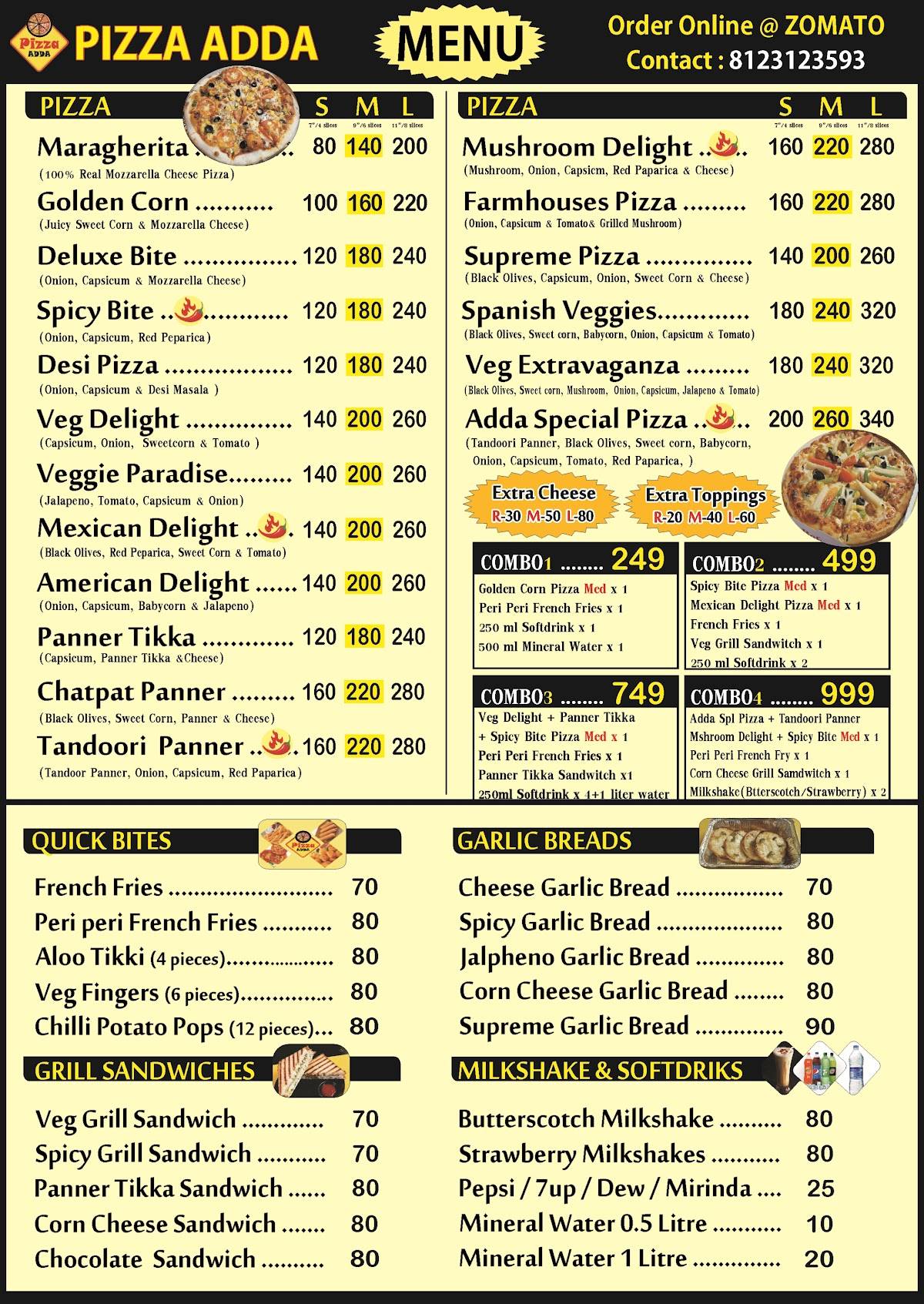 Pizza ADDA menu