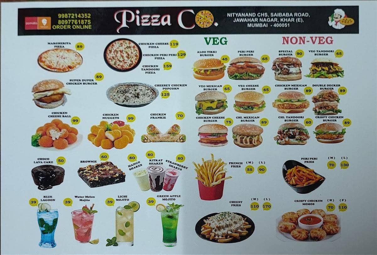 Pizza Co. menu