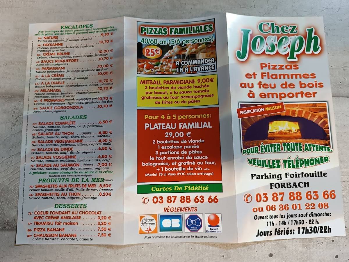 Menu de Pizza Joseph