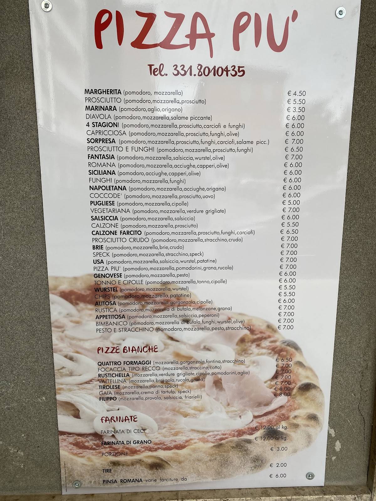 Menu di Pizza più 