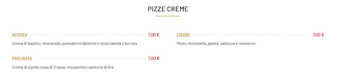 Menu di Pizza Vittorio 