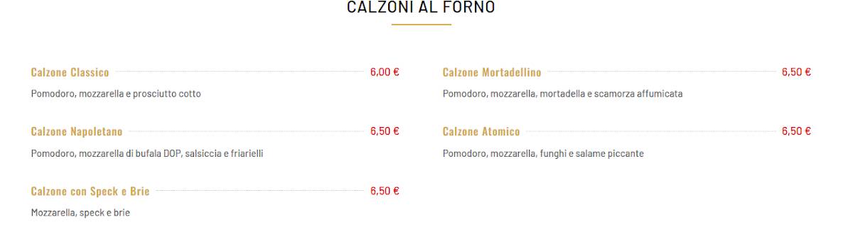 Menu di Pizza Vittorio 