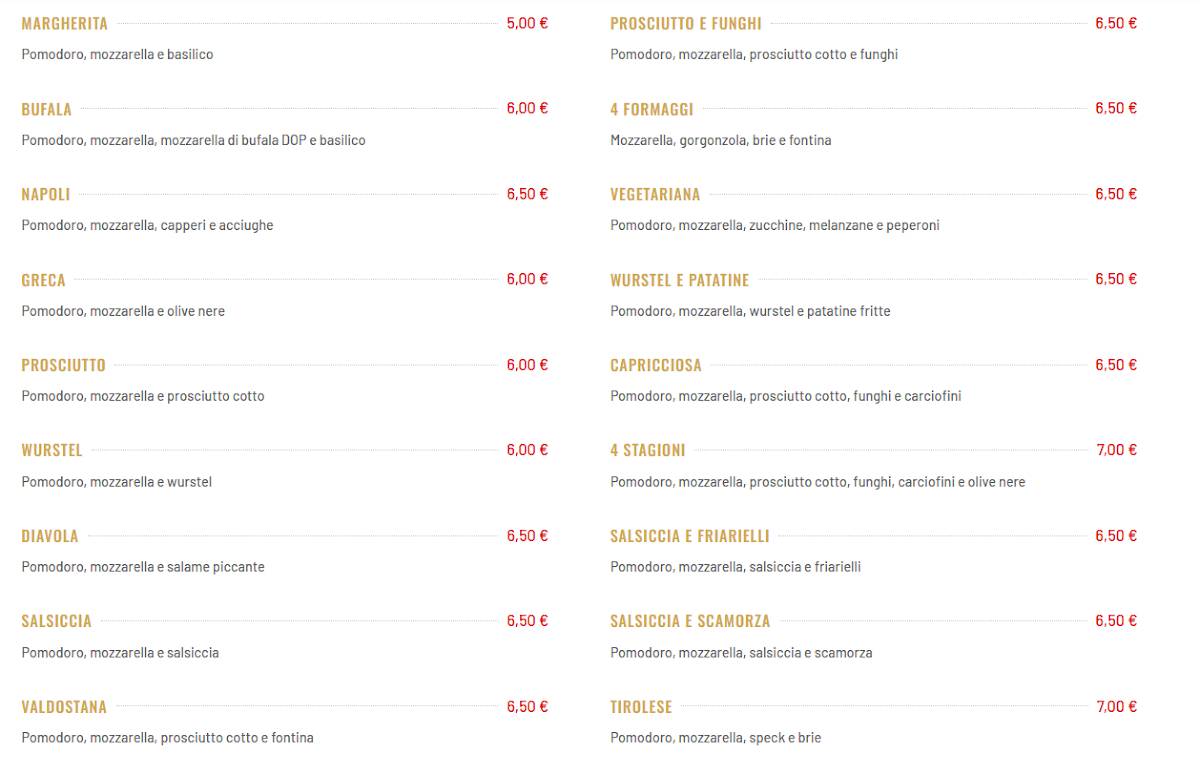 Menu di Pizza Vittorio 
