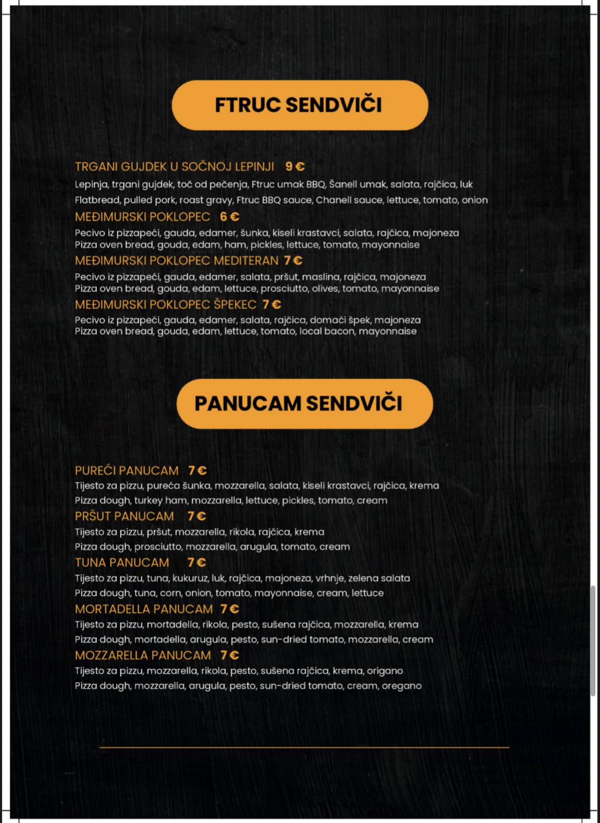 Menu di Pizza & Burgers Ftruc 