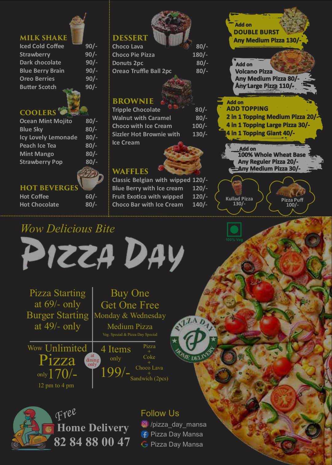 Pizza day menu