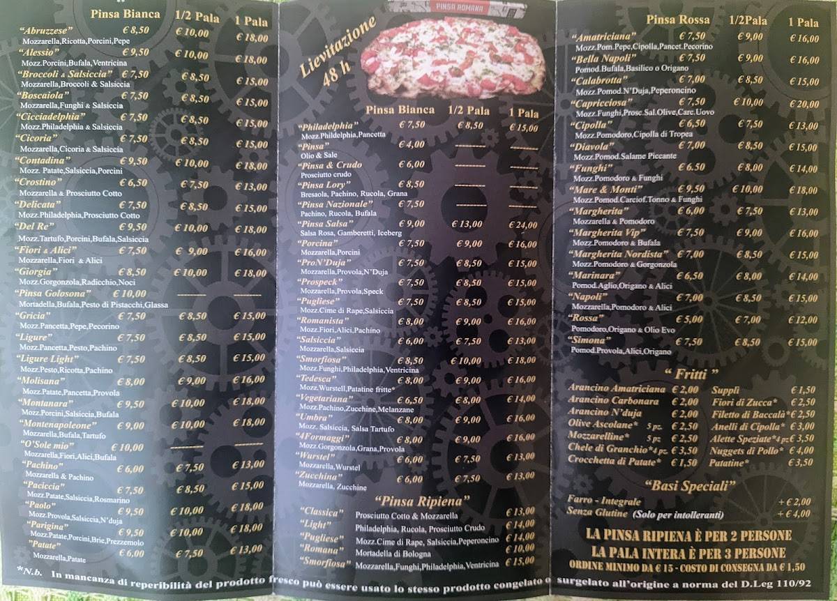 Menu di Pizza in Piazza 