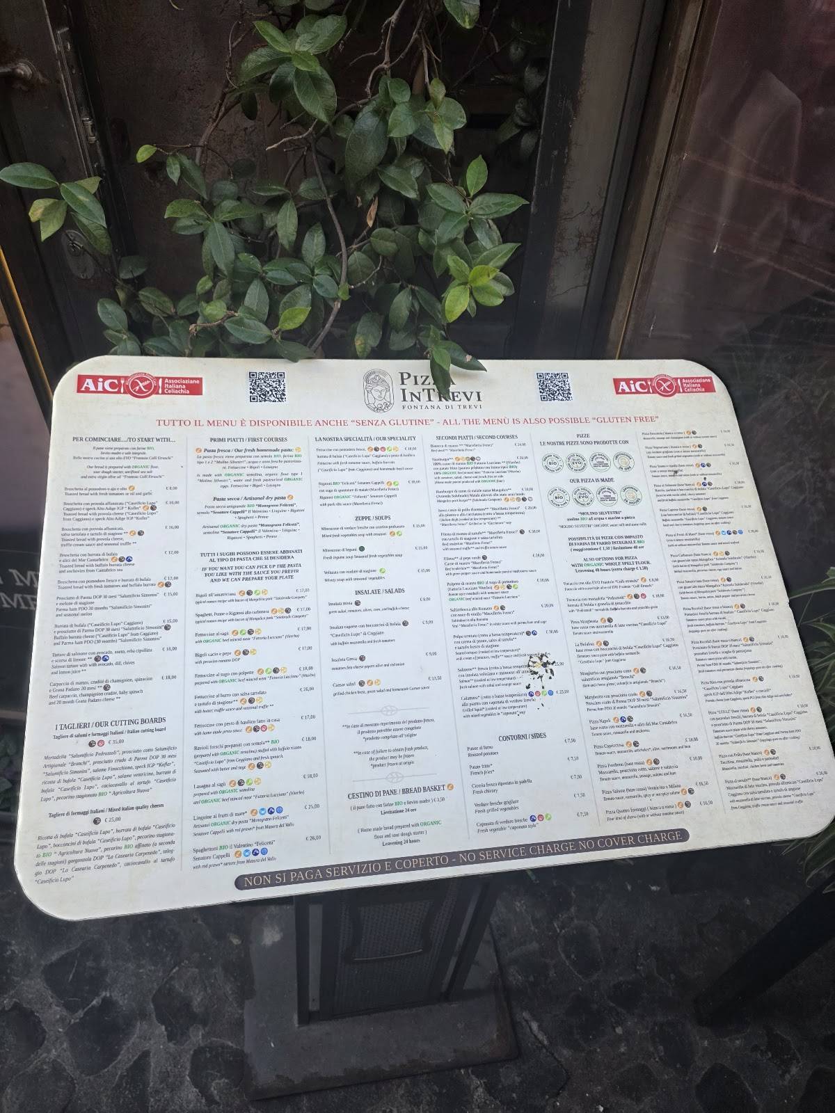 Menu de Pizza in Trevi - Fontana di Trevi
