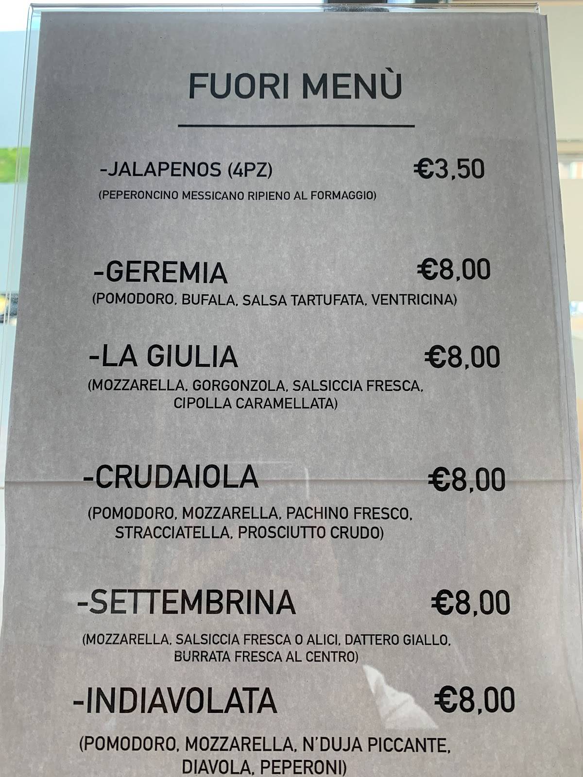 Menu di Pizzamore Vasto 