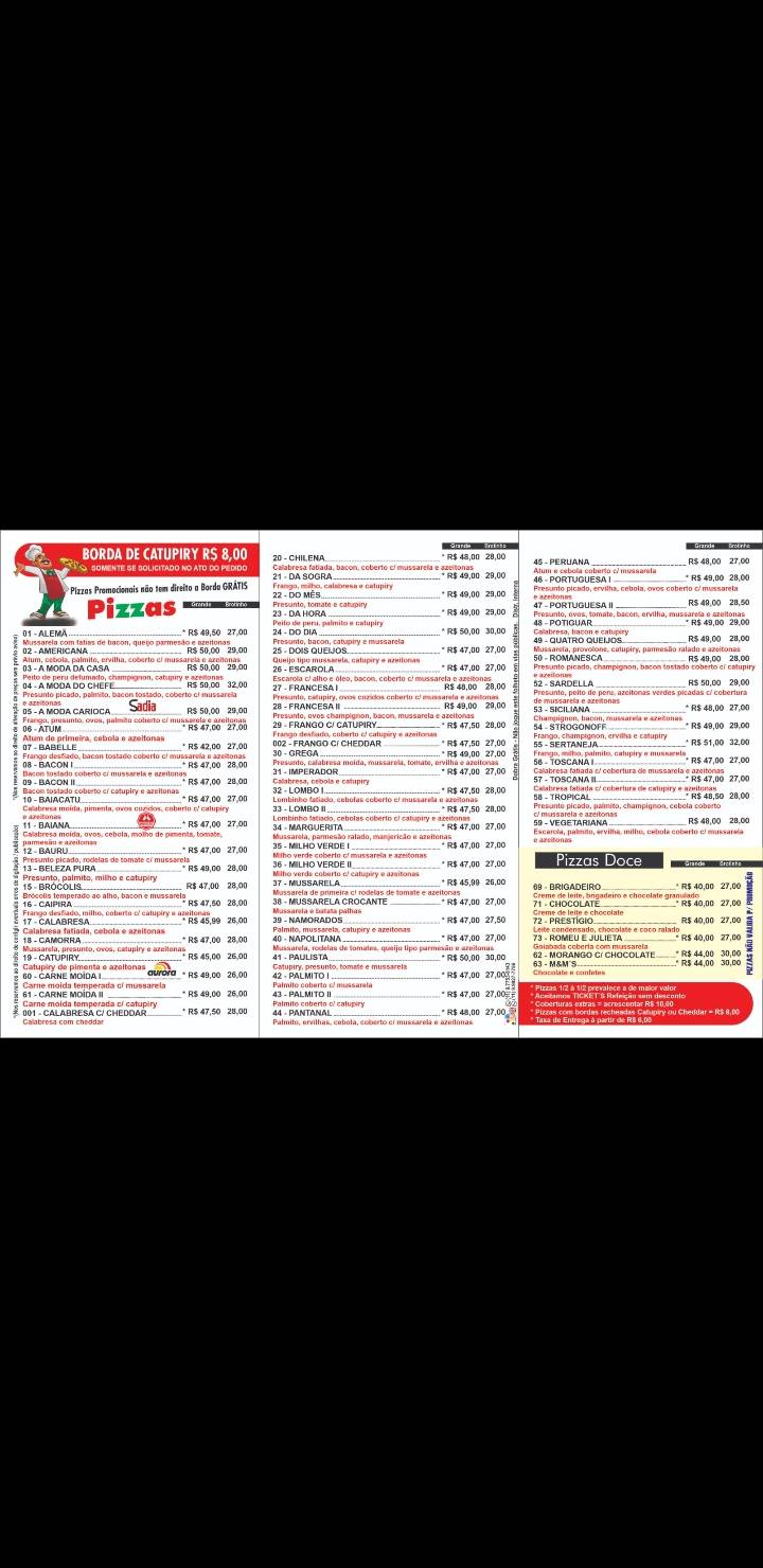 Pizzaria Babelle cardápio
