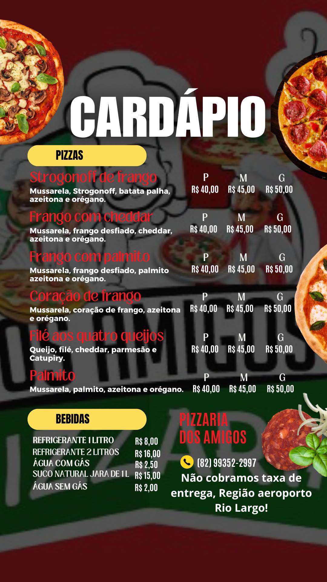 Pizzaria dos amigos cardápio