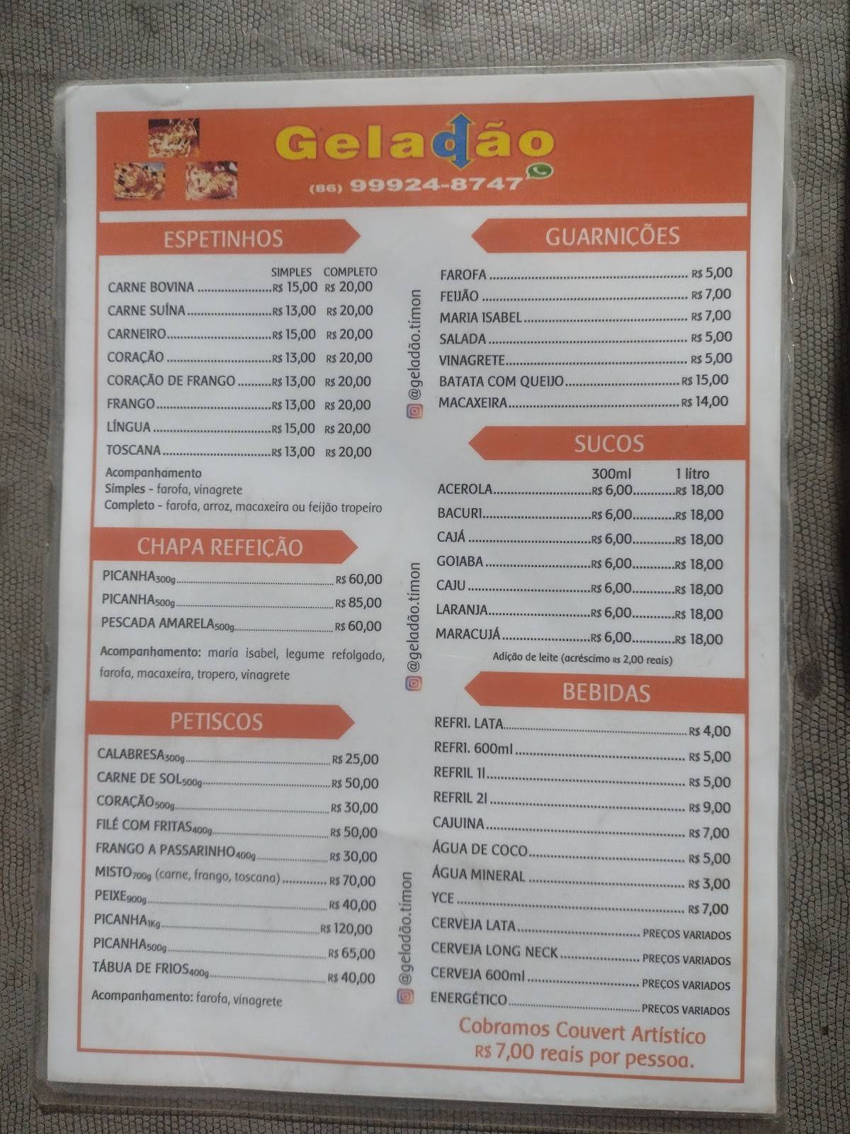 Pizzaria e Churrascaria Geladão cardápio