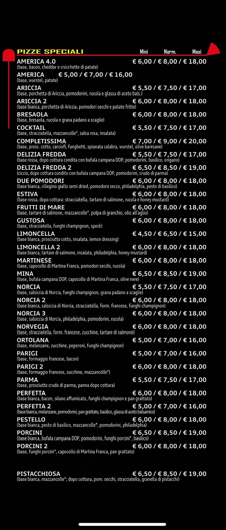 Menu di 300 Gradi pizza & food 