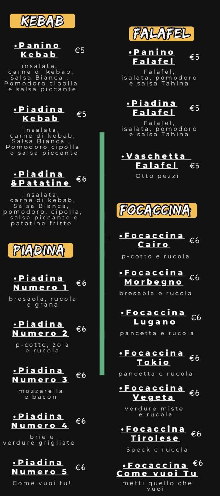 Menu di Pizzeria ANUBIS 