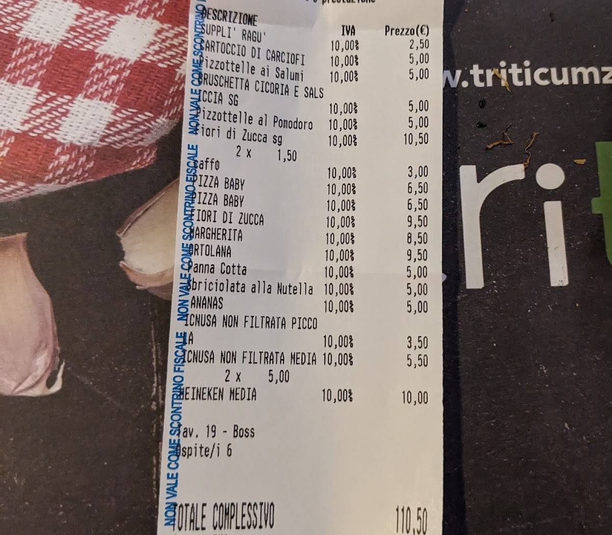Menu di Pizzeria Bisteccheria Triticum 