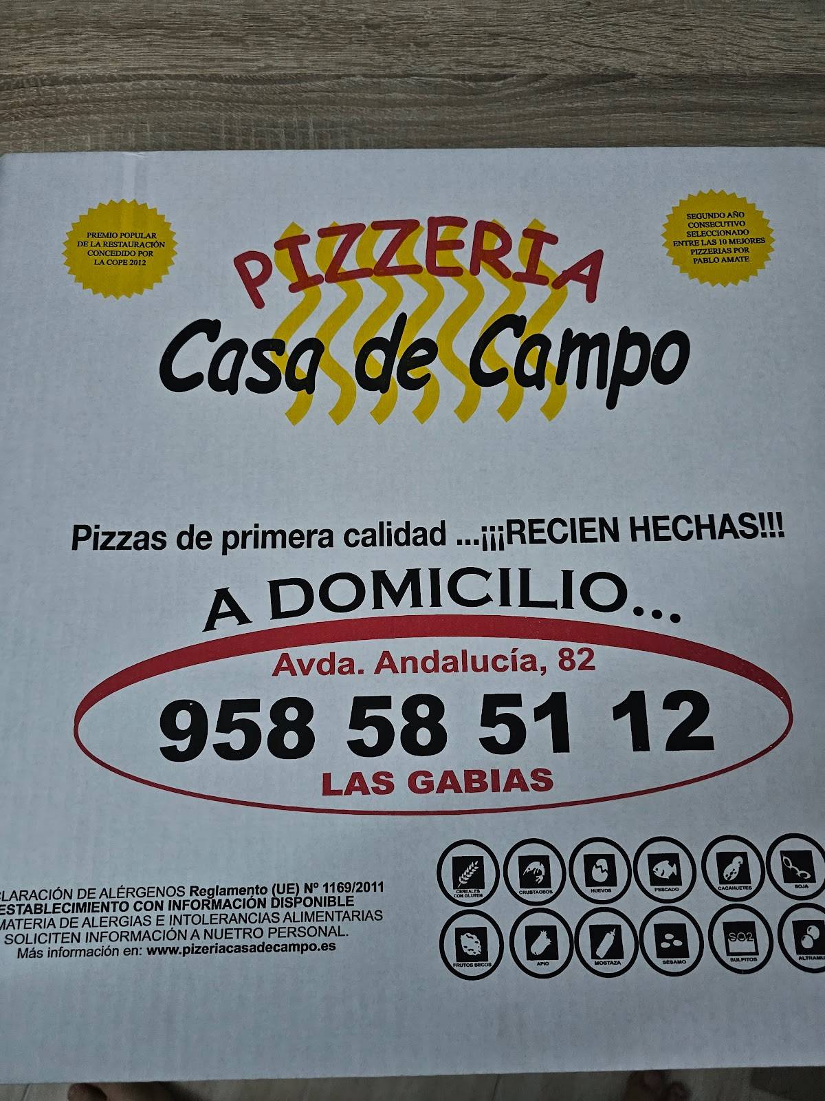 Carta de Pizzería Casa De Campo, Las Gabias