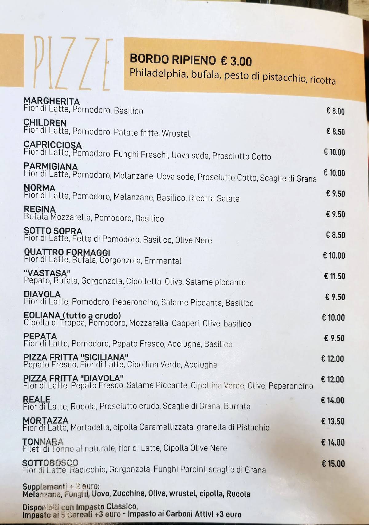 Menu di Pizzeria - Trattoria Coppola 