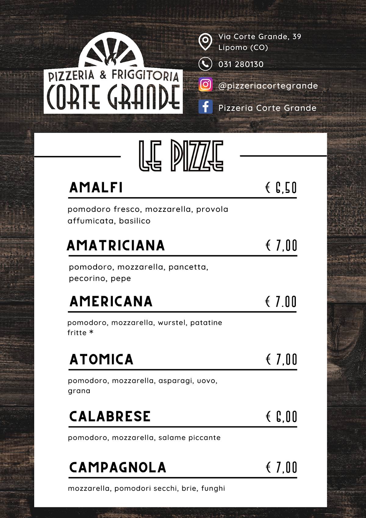 Menu di Pizzeria Corte Grande 