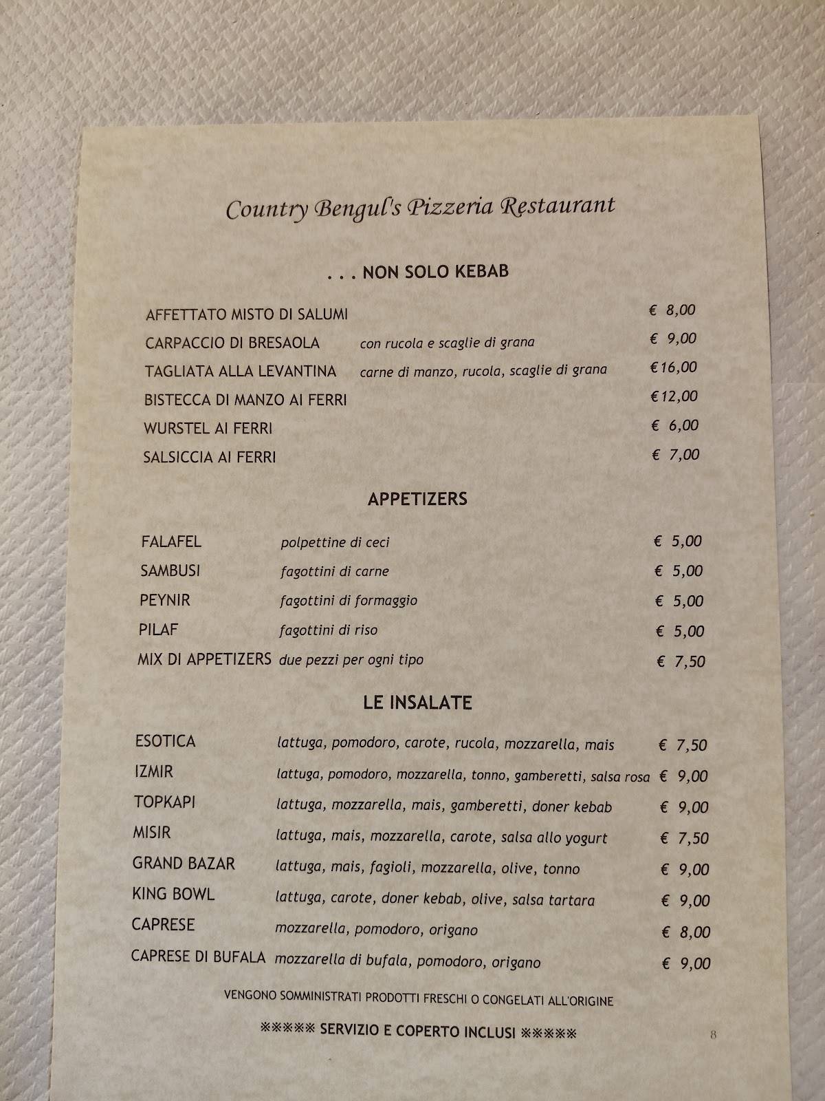 Menu di Pizzeria Country Bengul'S 