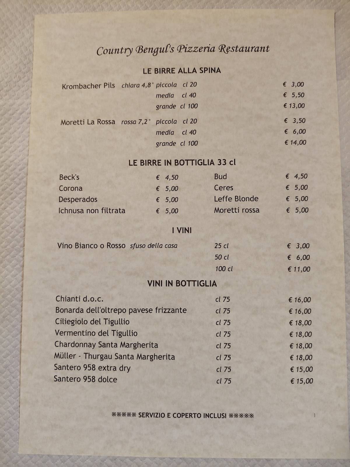 Menu di Pizzeria Country Bengul'S 