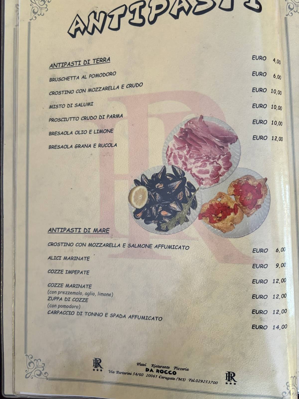 Menu di Da Rocco Ristorate Pizzeria 