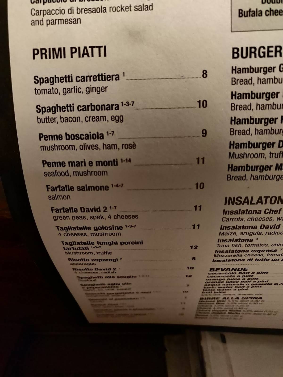 Menu di Pizzeria David 2 