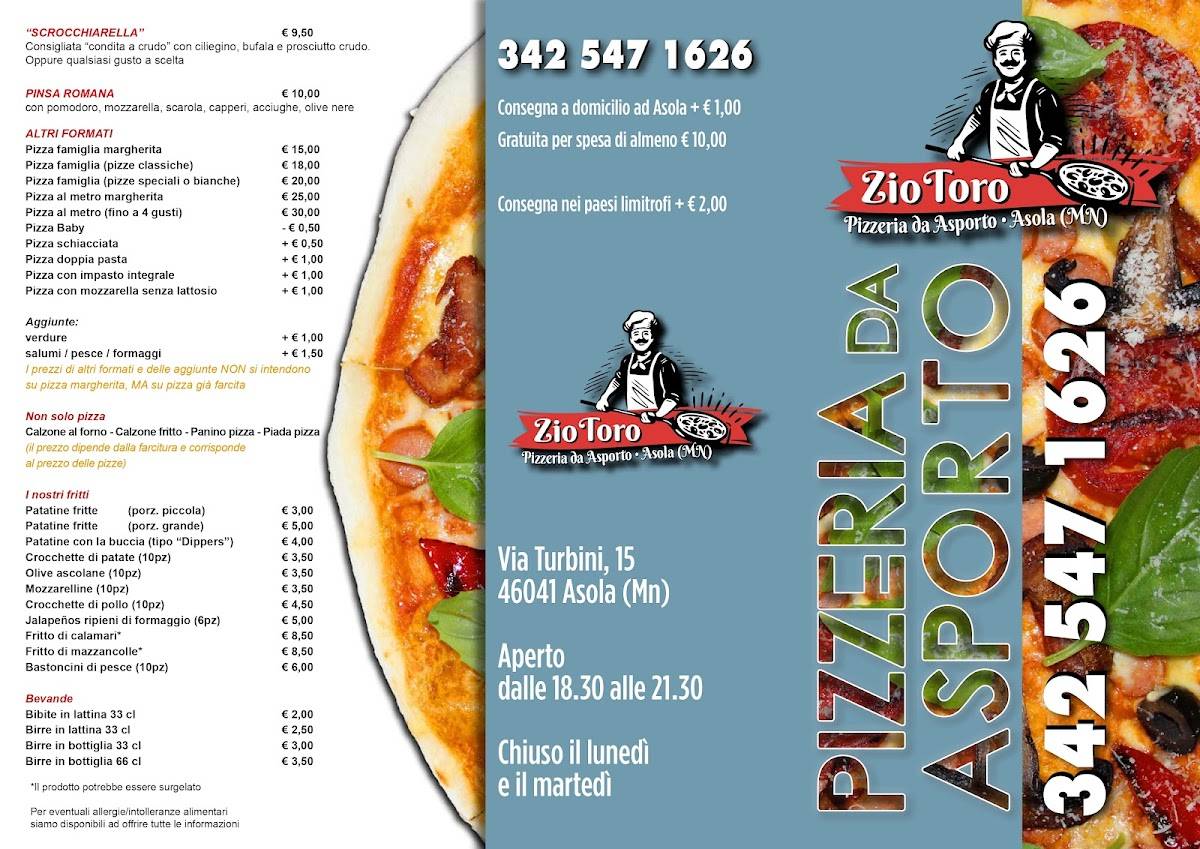 Menu di Pizzeria Friggitoria Zio Toro 