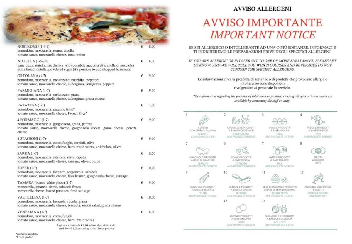 Menu di Pizzeria - Gastronomia da Chicchittu 