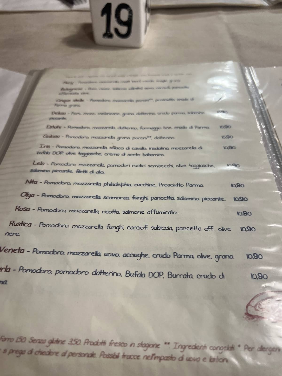 Menu di Pizzeria Giardino 