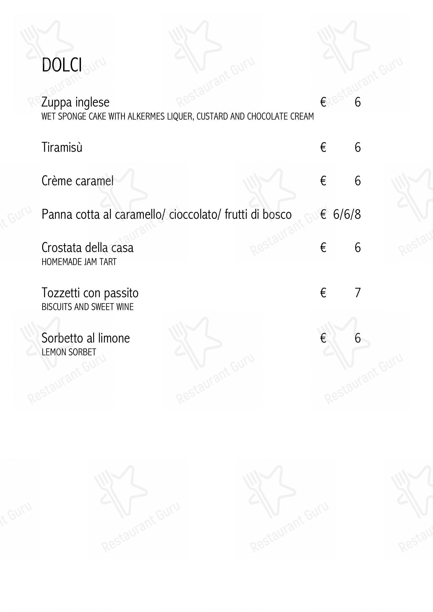 Menu bar per Ristorante La Balestra in Roma