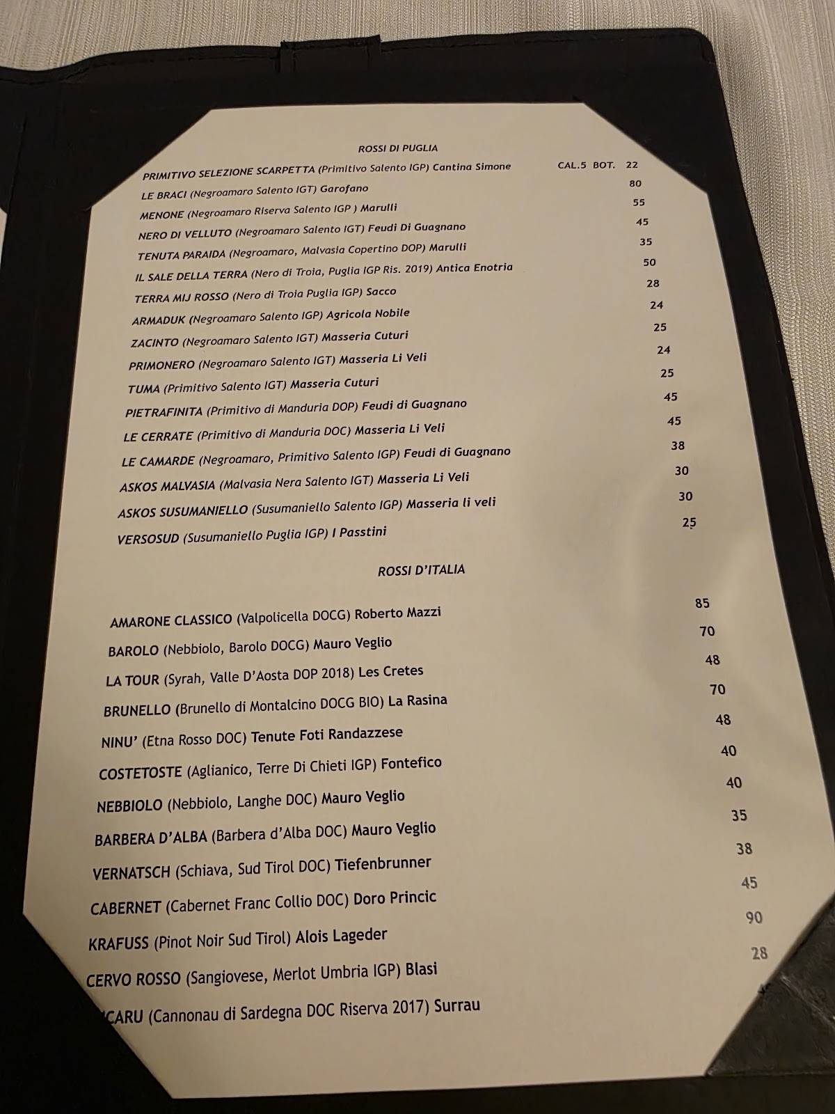Menu di La Scarpetta Hostaria 