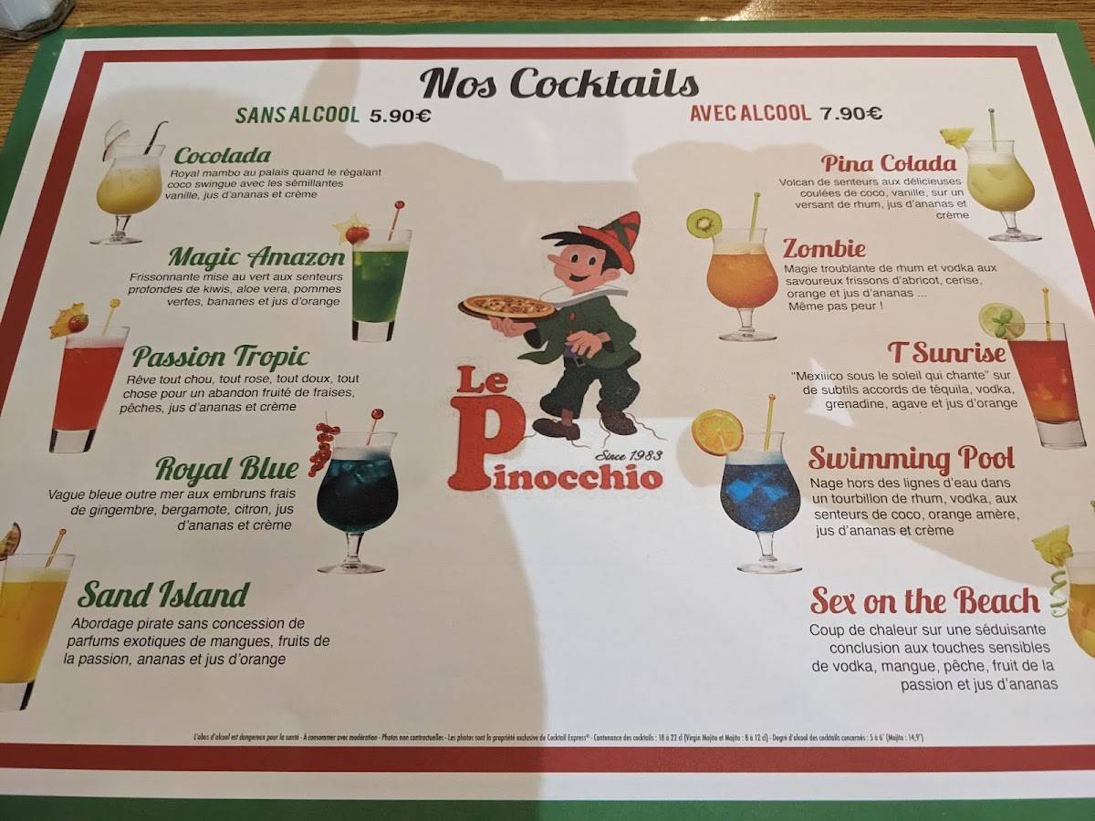 Menu de Le Pinocchio
