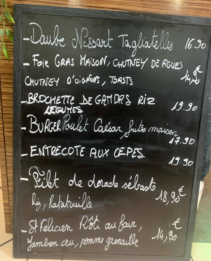 Menu de Le Valrose