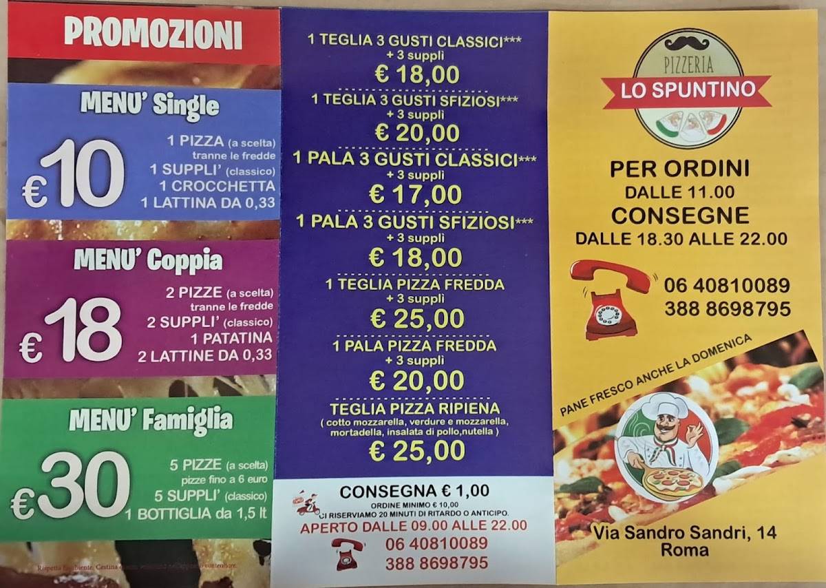 Menu di Pizzeria "Lo Spuntino" Roma 