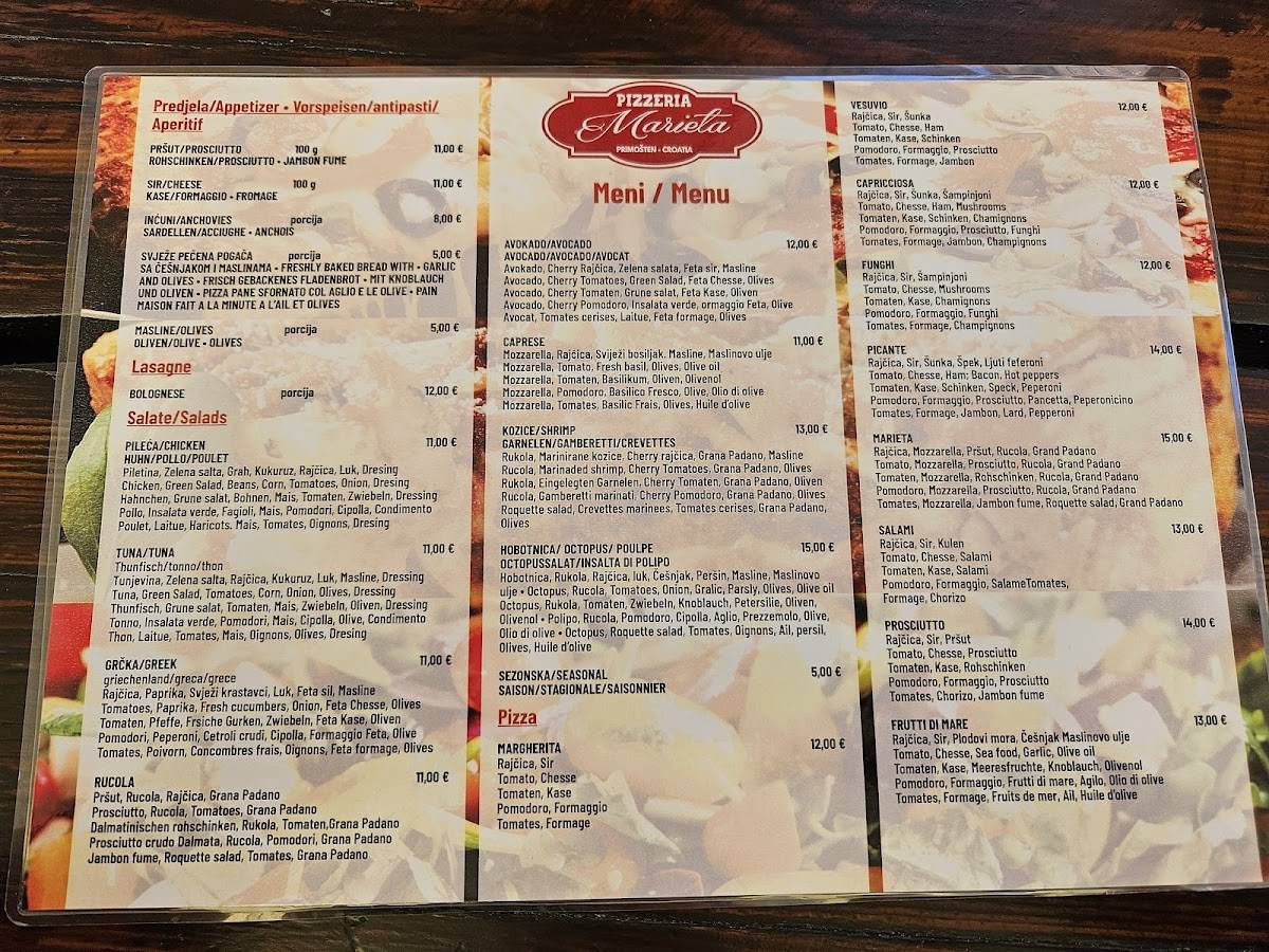 Menu di Pizzeria Marieta 