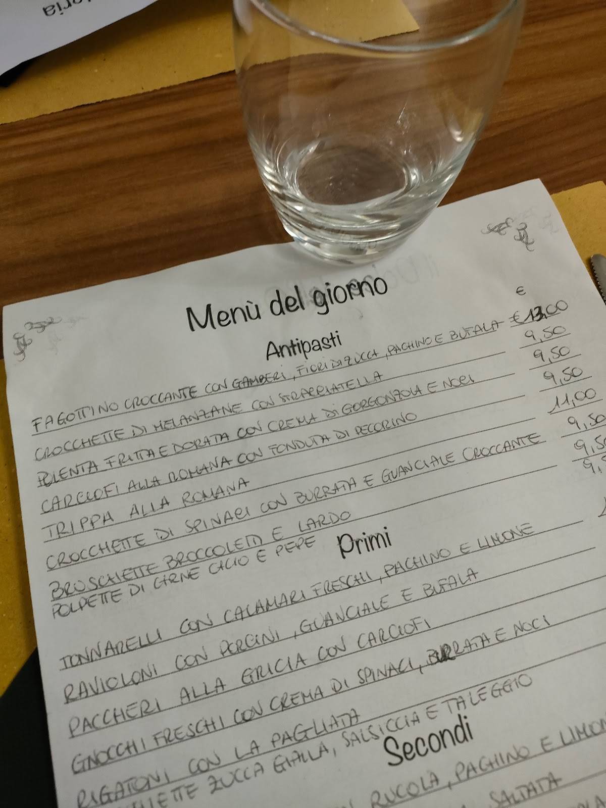 Menu di Osteria der tempo perso 