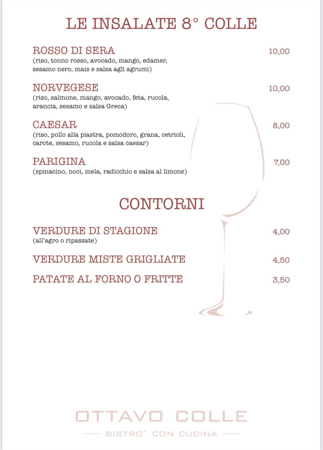 Menu di Ottavo Colle - Bistrot con Cucina 