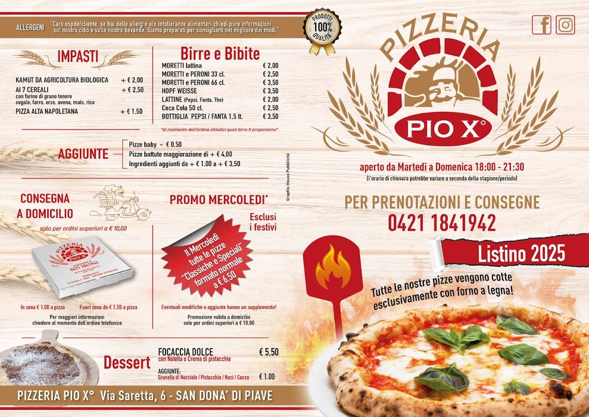 Menu di Pizzeria Pio X 