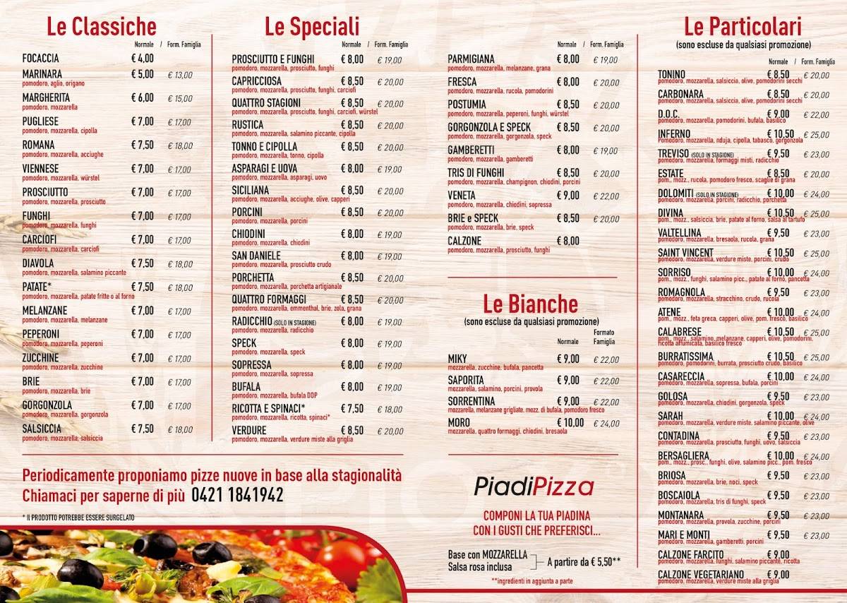 Menu di Pizzeria Pio X 