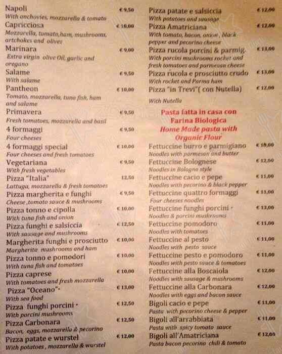 Menu de Pizza in Trevi