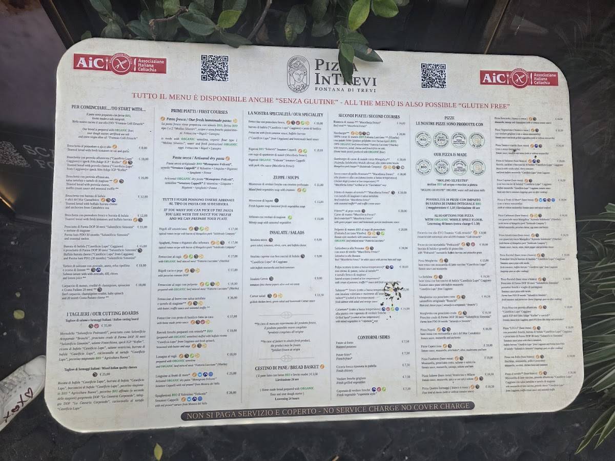 Menu de Pizza in Trevi - Fontana di Trevi
