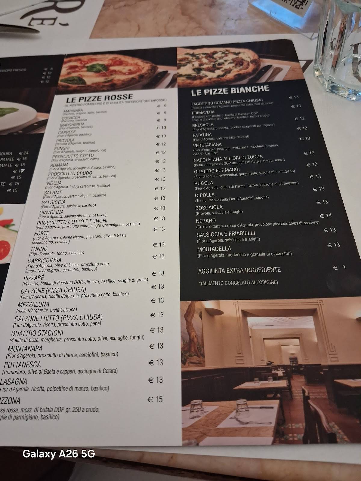 Menu di PizzaRé 